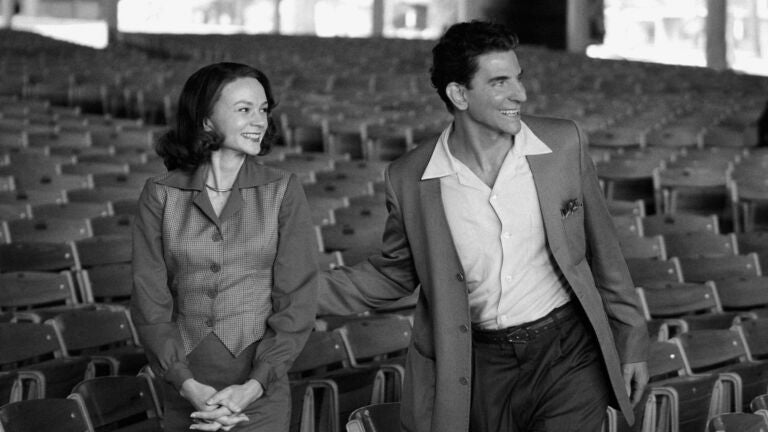 Carey Mulligan as Felicia Montealegre and Bradley Cooper as Leonard Bernstein in "Maestro."